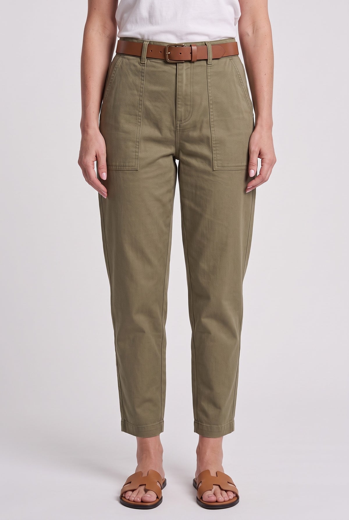 Women’s Trousers | High Waist Tapered Leg - Warm Khaki