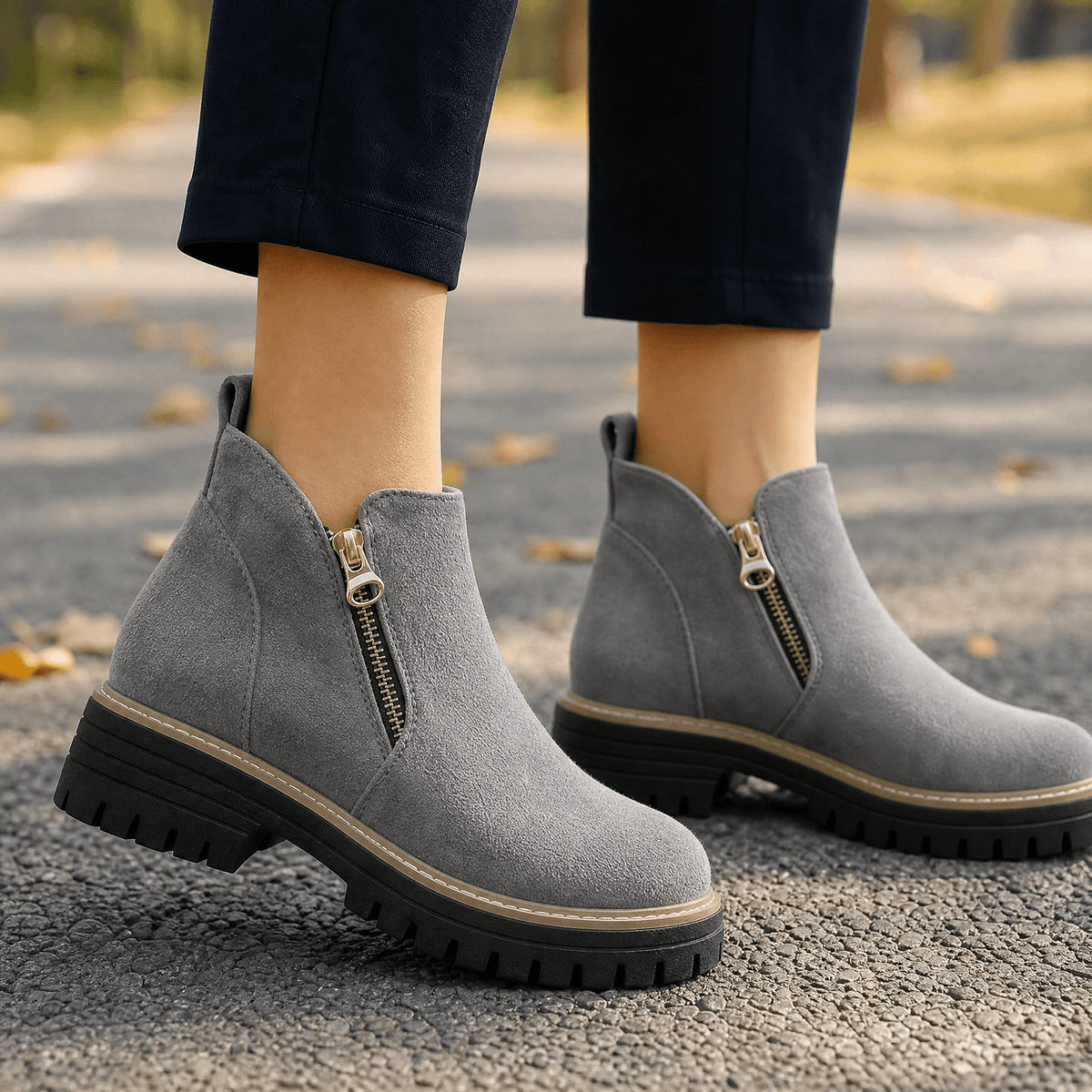 Women's Ankle Boots | Suede-Look Side-Zip - 4