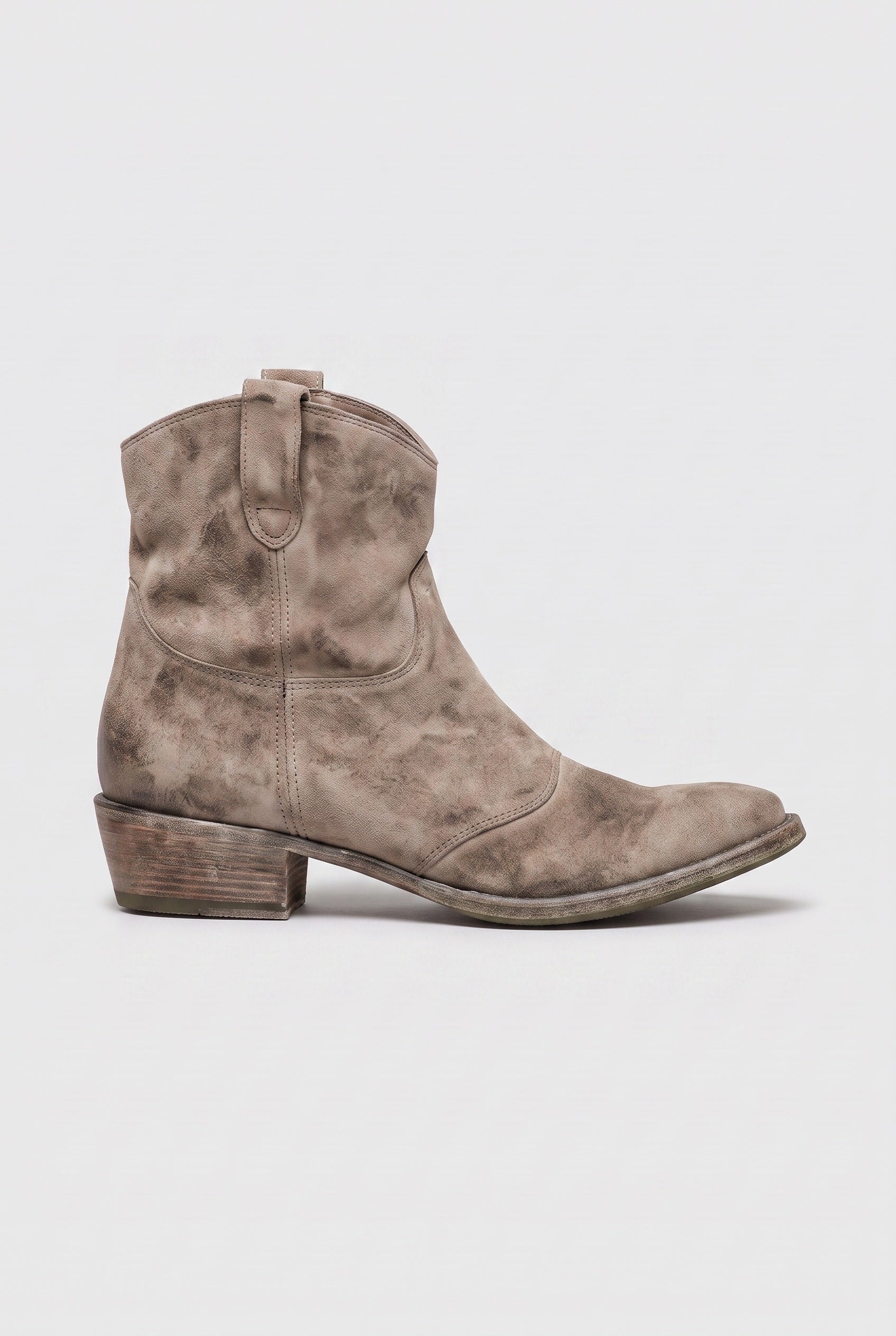 Women's Ankle Boots | Western Slip-On - Beige