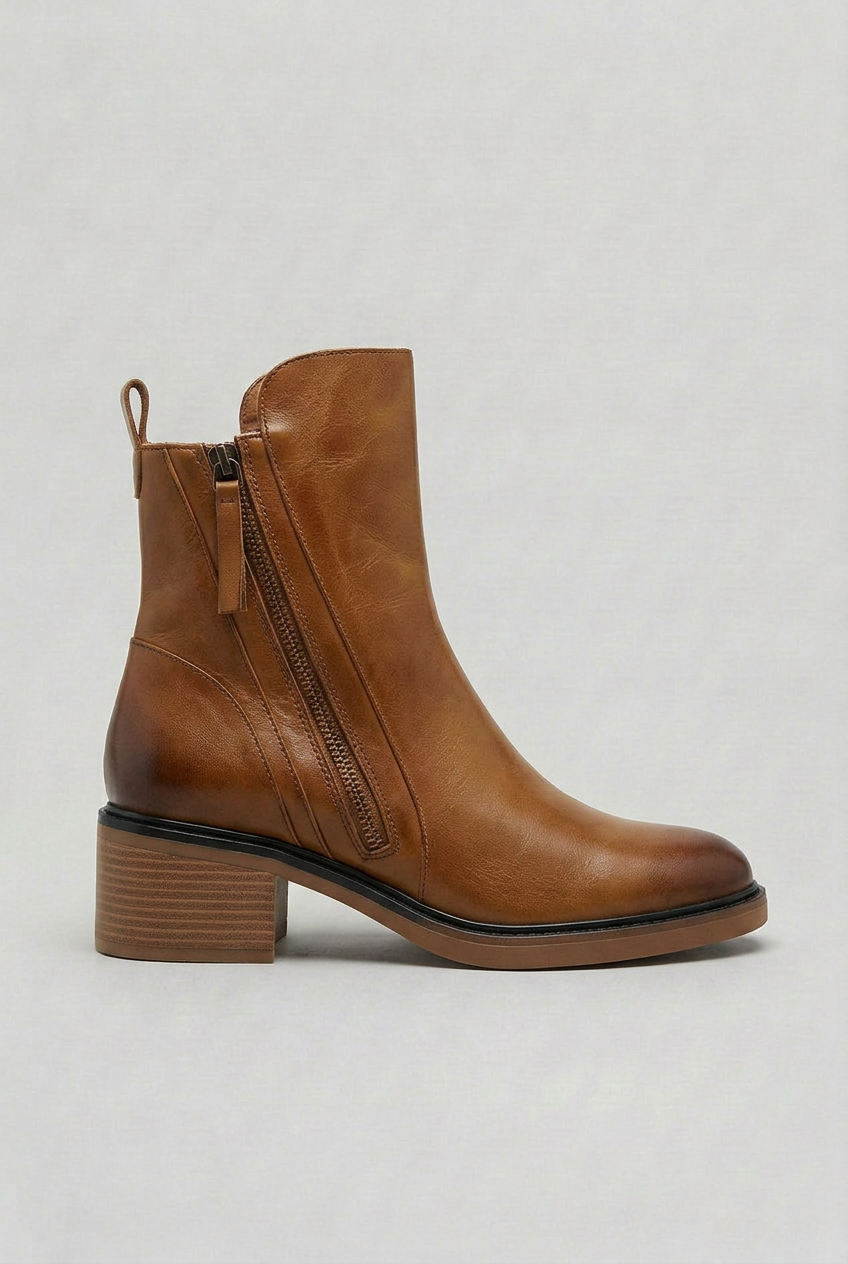 Women's Ankle Boots with Block Heel and Side Zipper | Stylish - 14