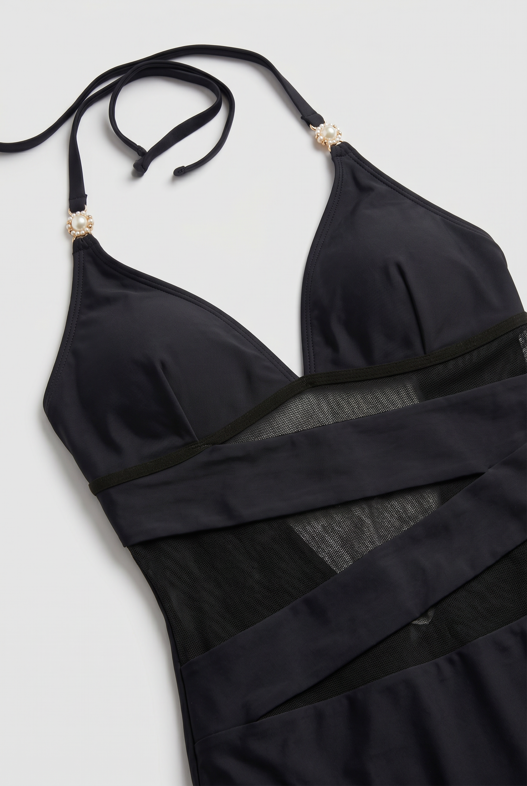 Women's Black Cutout Swimsuit | Halterneck - 3