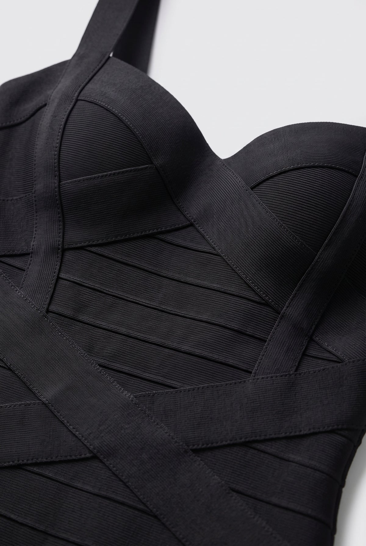 Women's Black Dress | Bandage Mini Sweetheart - Black detail