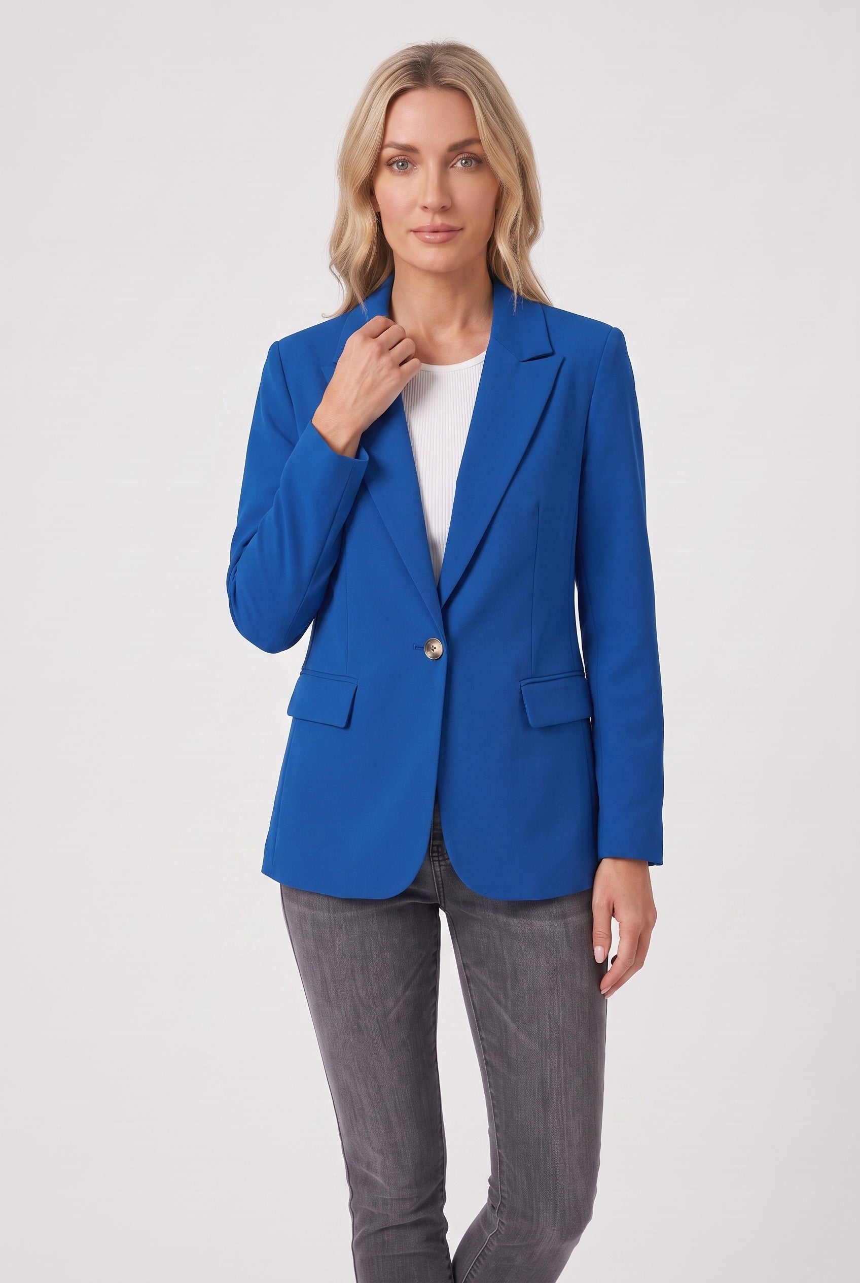 Women's Blazer | Single-Breasted with Flap Pockets - Blue