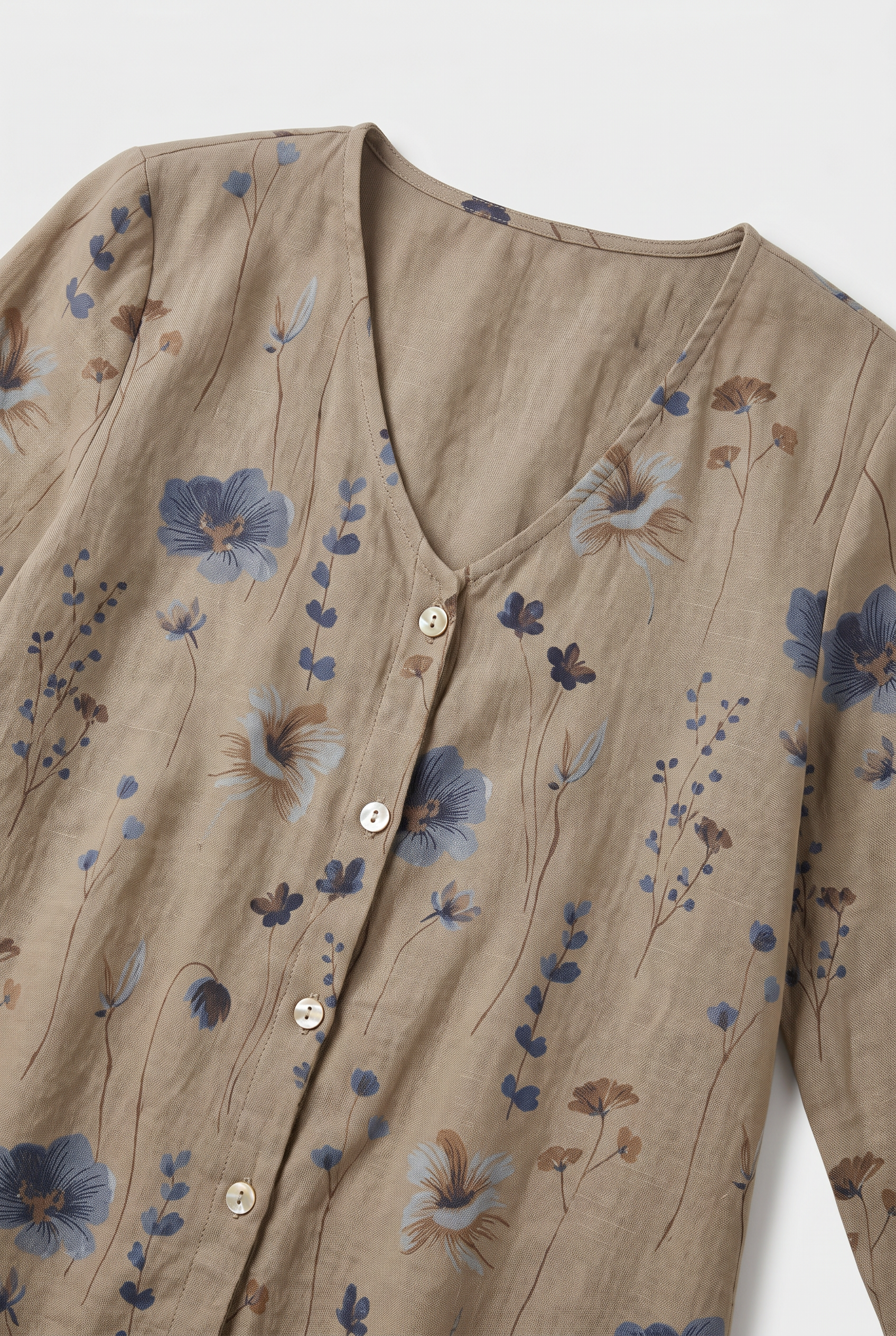Women's Blouse | Printed Button Down 3/4 Sleeves-3