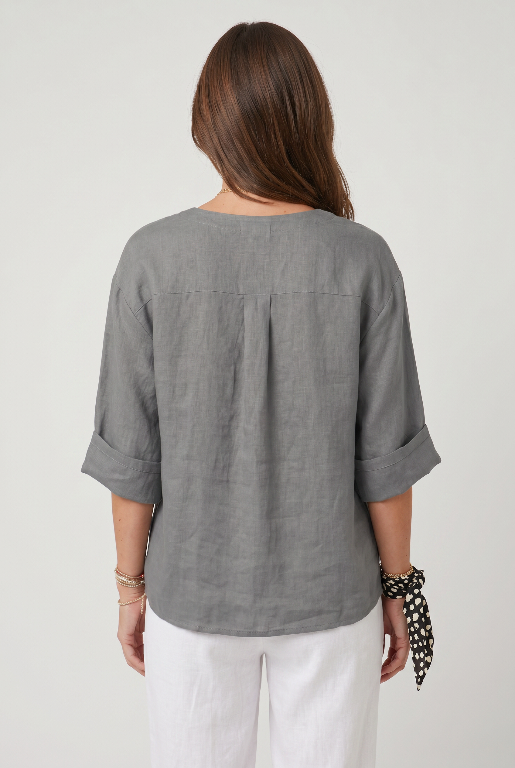 Women's Blouse | Summer Split Neck 3/4 Sleeves-2
