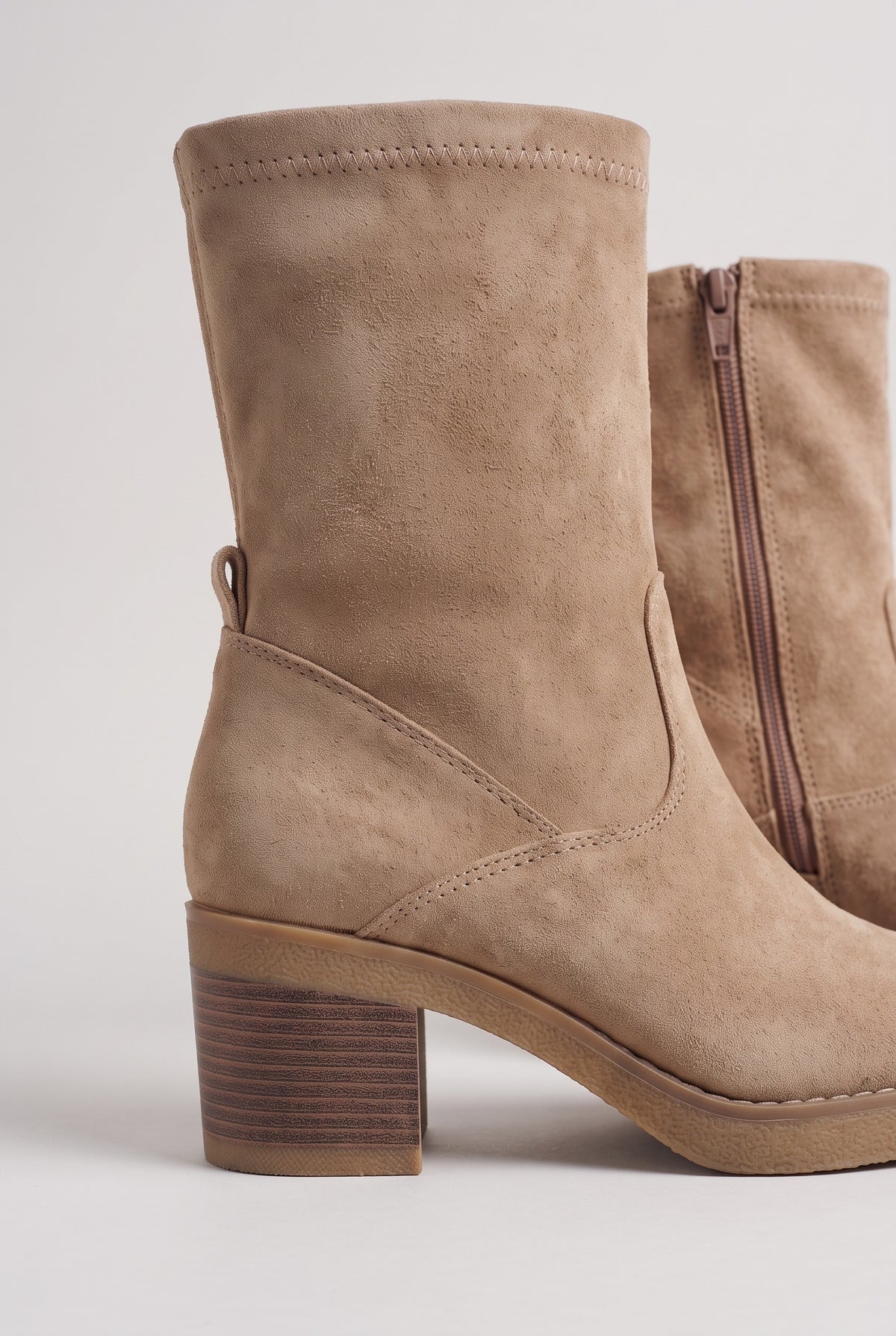 Women's Boots | Suede-Look Block Heel detail