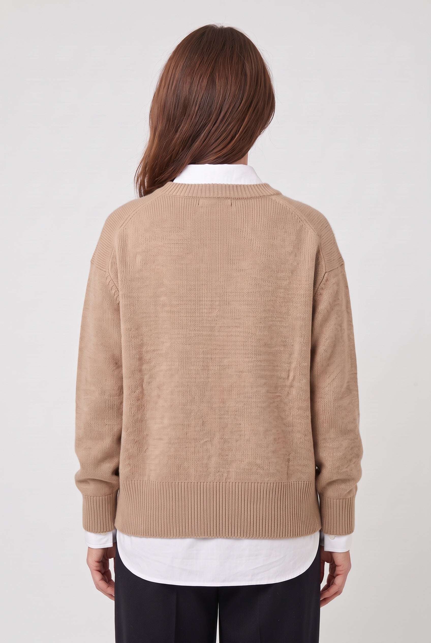 Women's Cardigan | Button-Front Drop Shoulder - Brown Back
