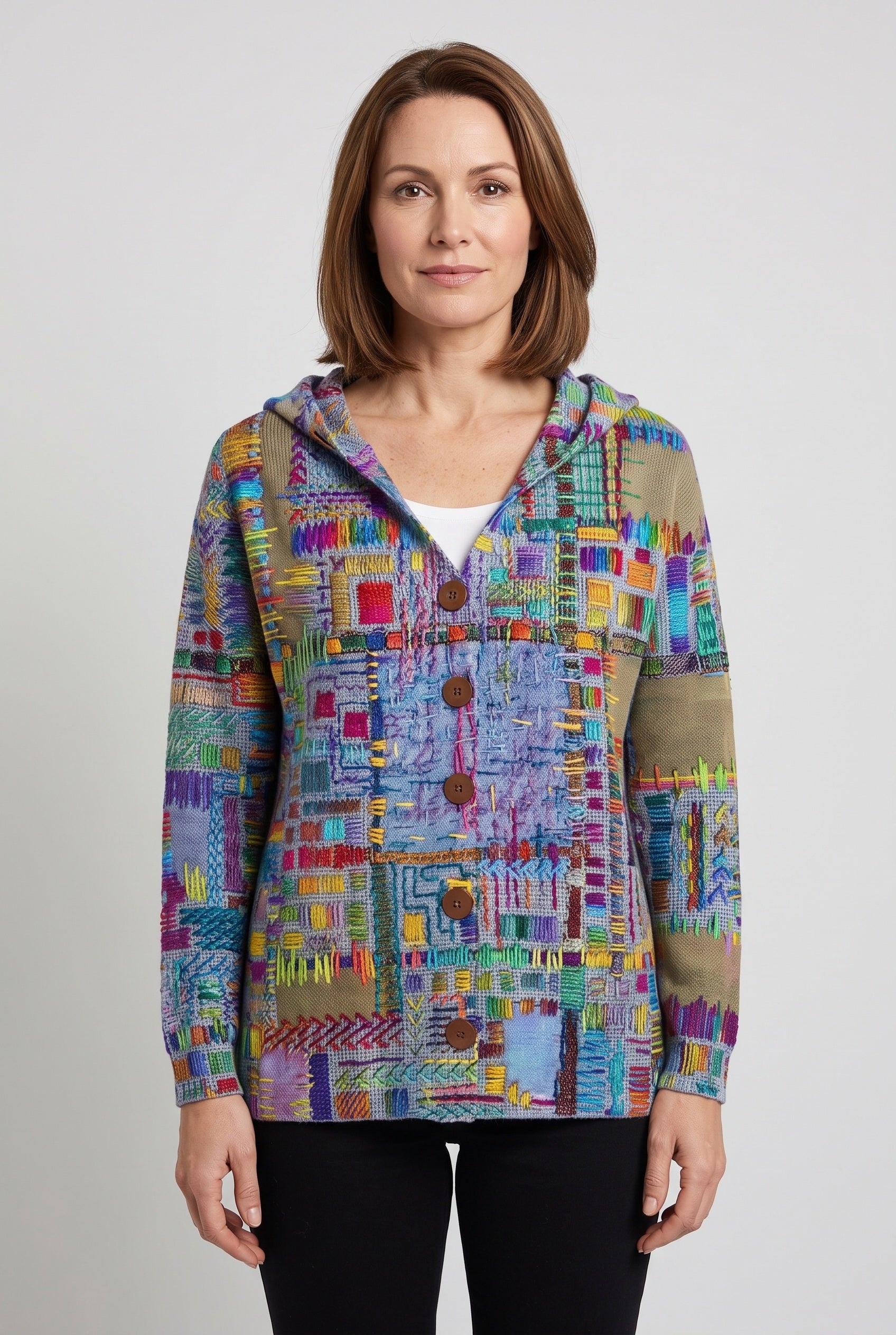 Women's Cardigan | Hooded Button-Front Longline - 1