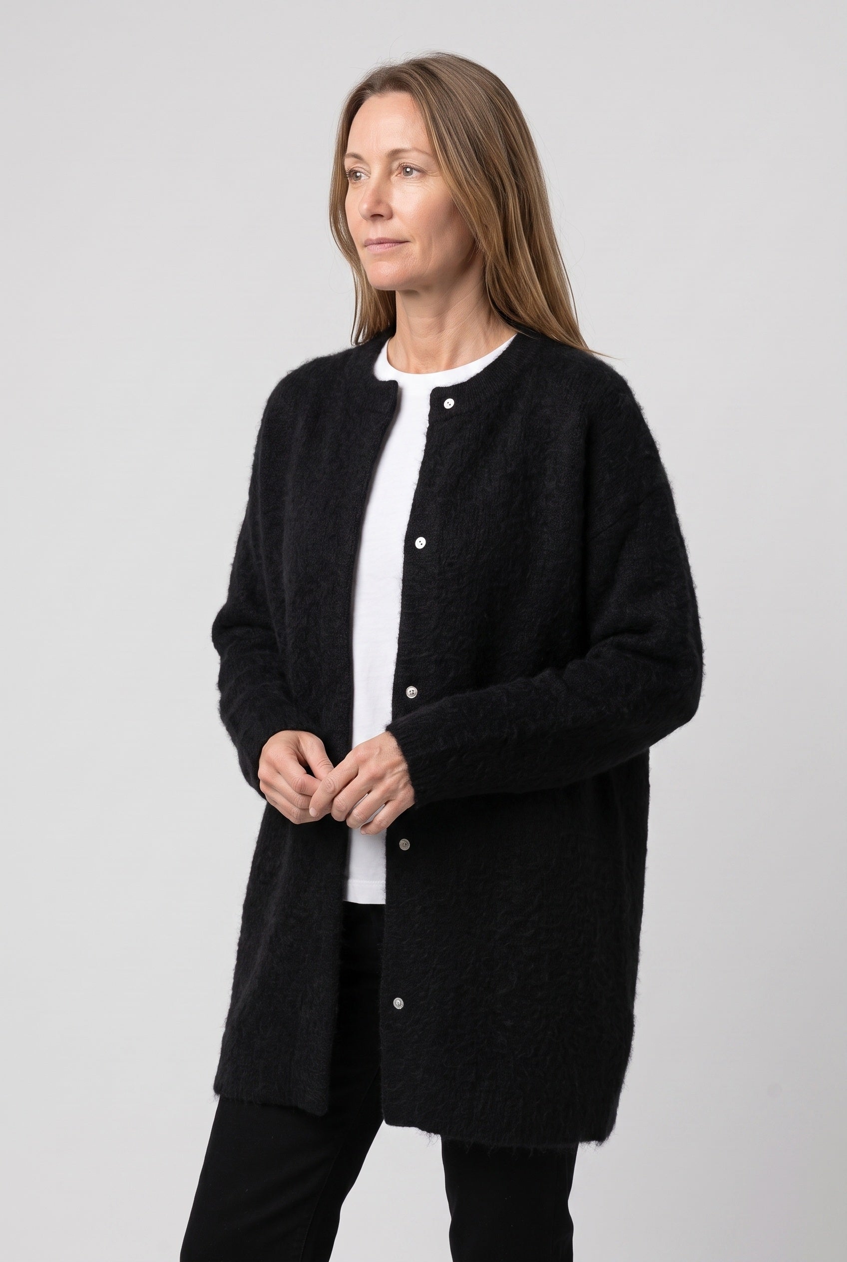 Women's Cardigan | Longline Button-Front - 6
