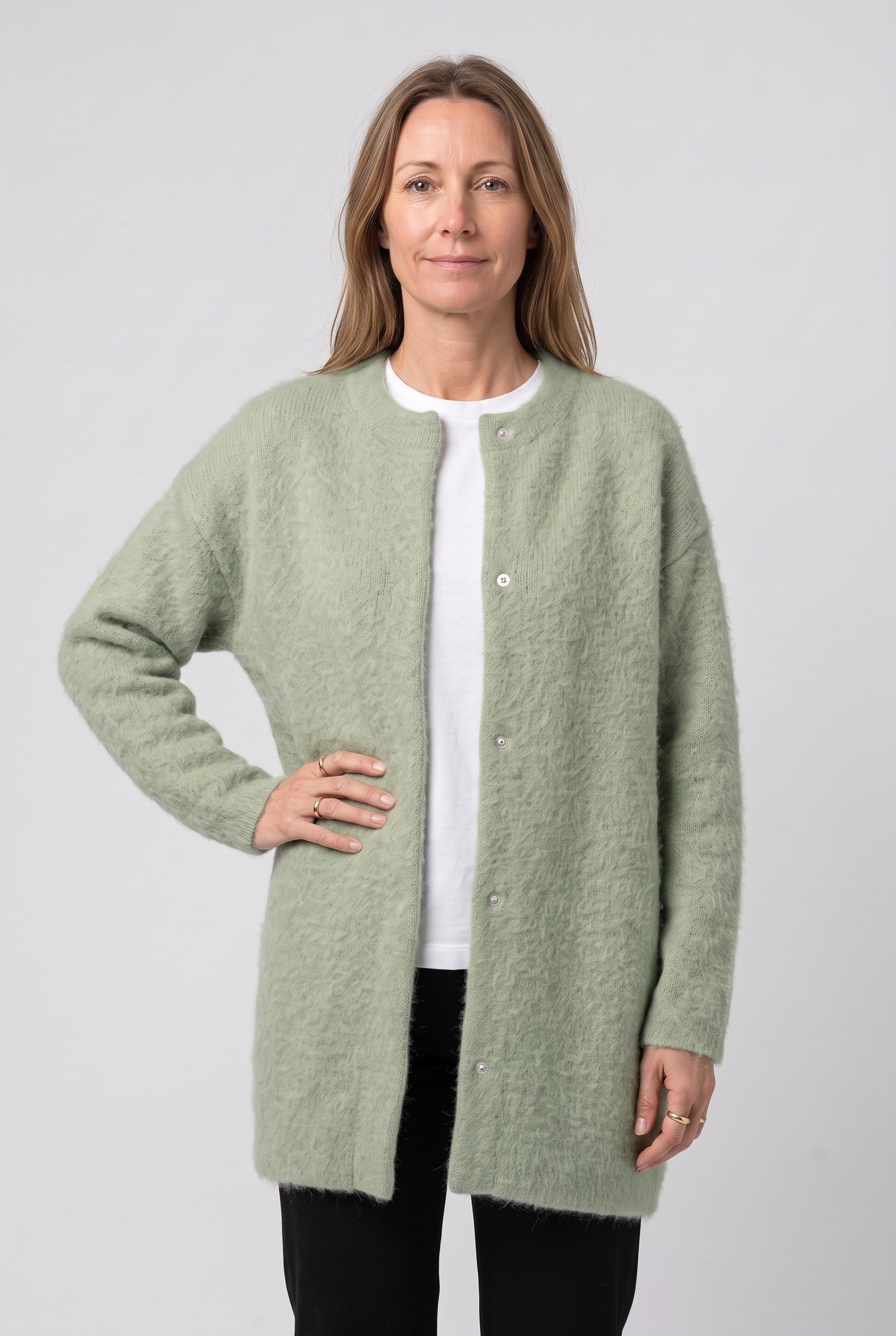 Women's Cardigan | Longline Button-Front - 8