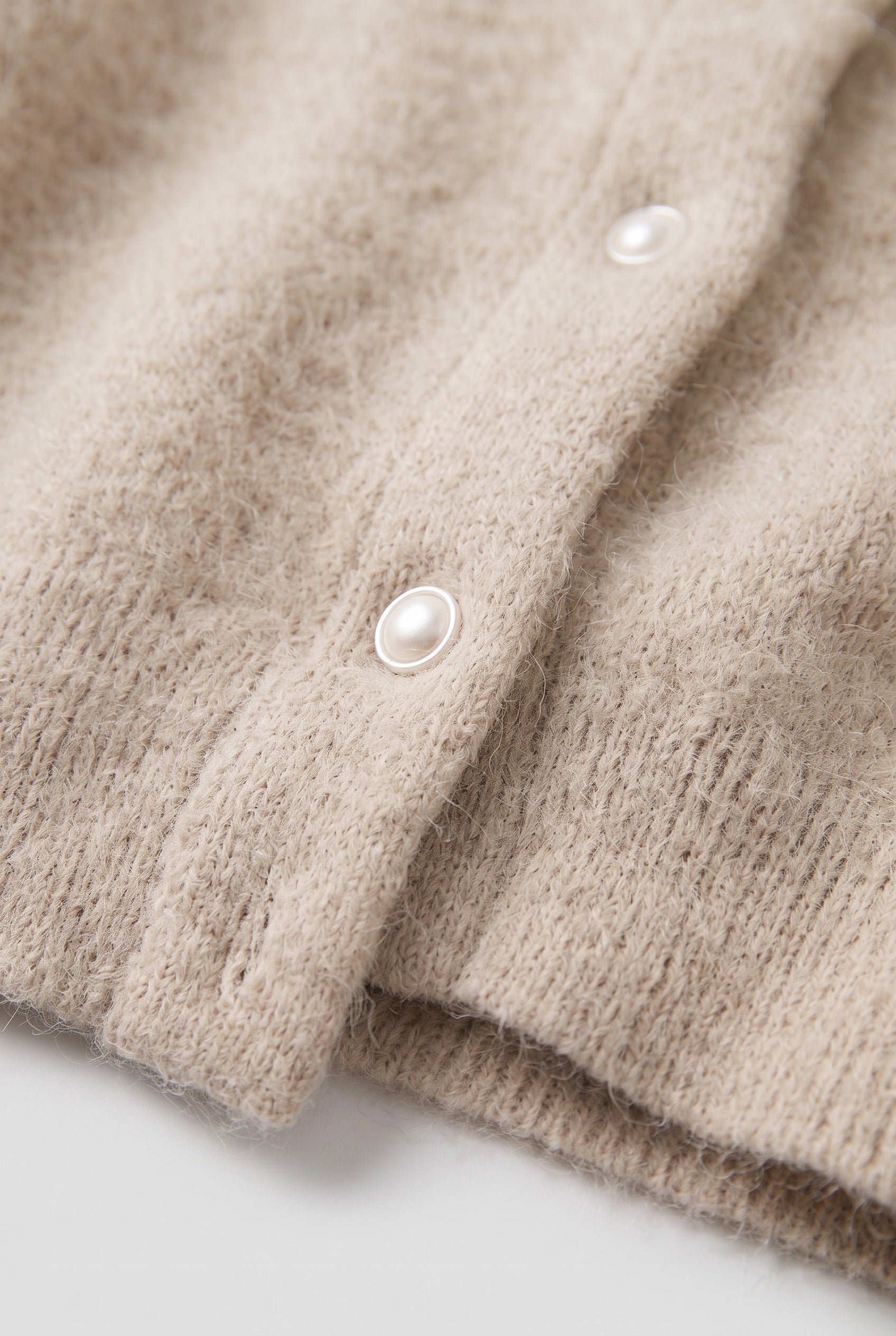Women's Cardigan | Longline Button-Front - Beige detail