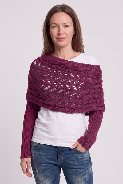 Women's Cardigan | Sleeved Knit Wrap - Pink