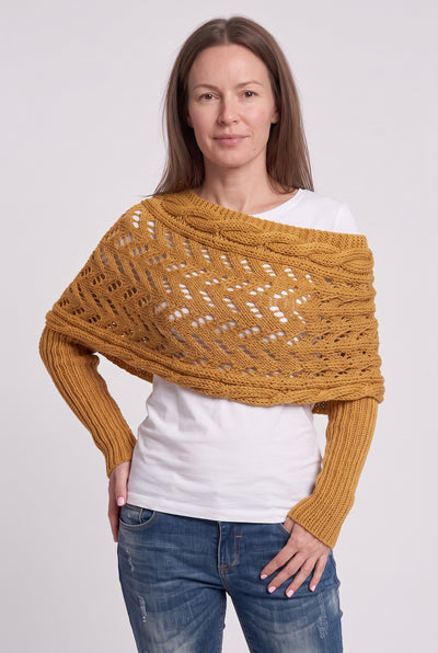 Women's Cardigan | Sleeved Knit Wrap - Yellow