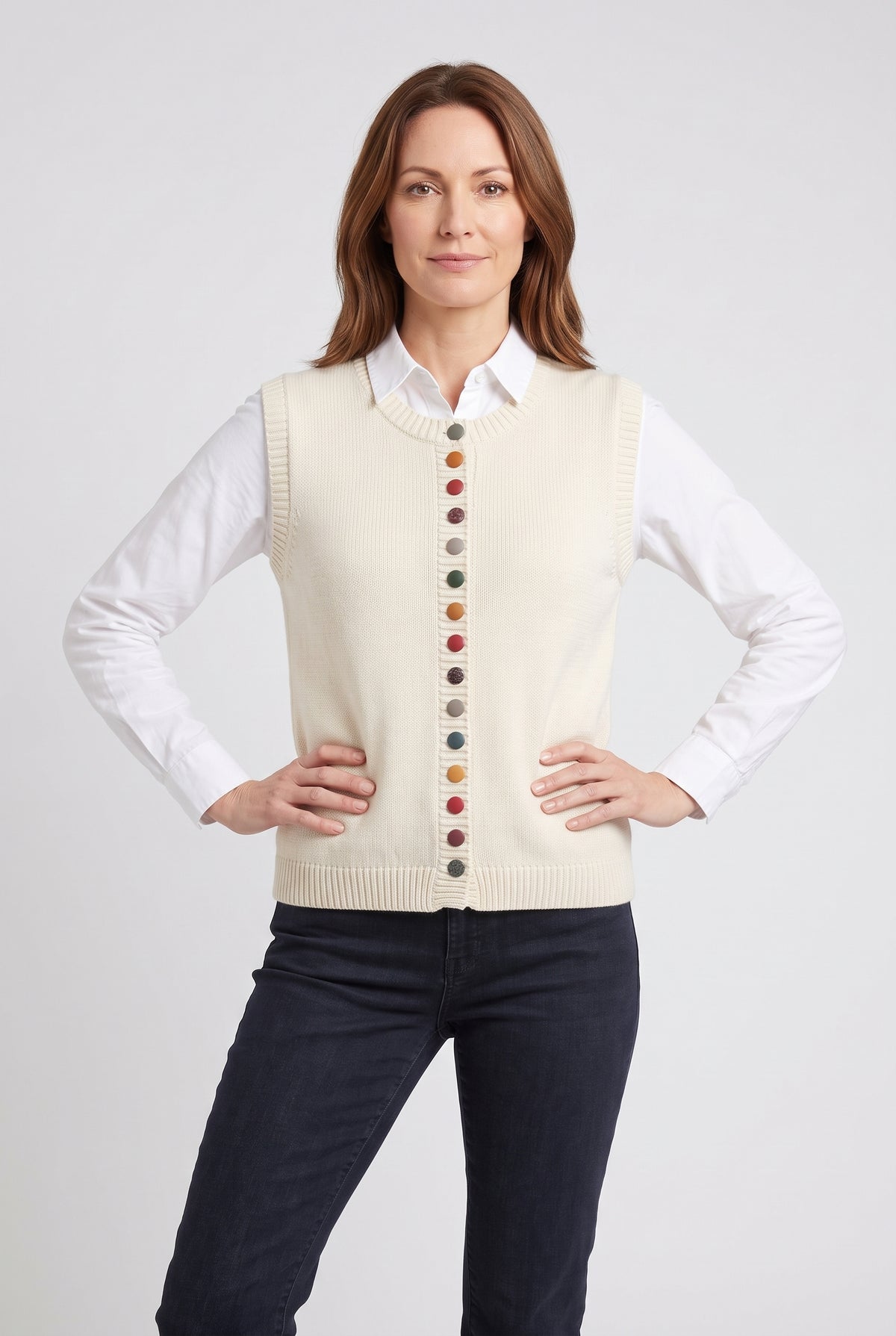 Women's Cardigan | Sleeveless Button Front - 5