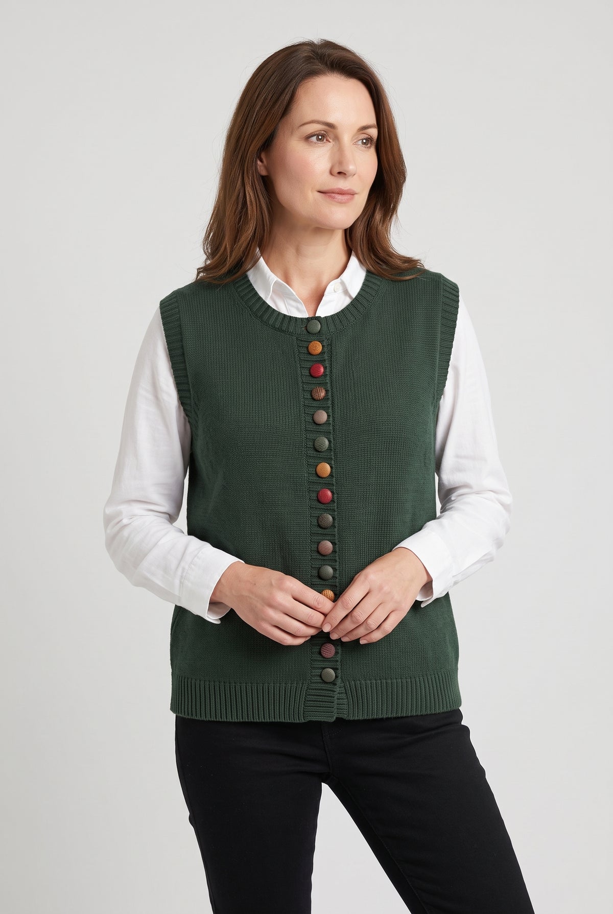 Women's Cardigan | Sleeveless Button Front - 6
