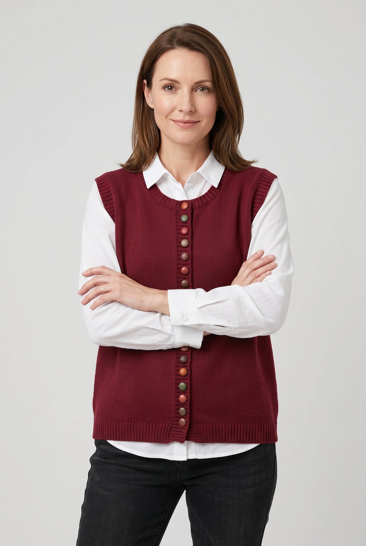 Women's Cardigan | Sleeveless Button Front - 8