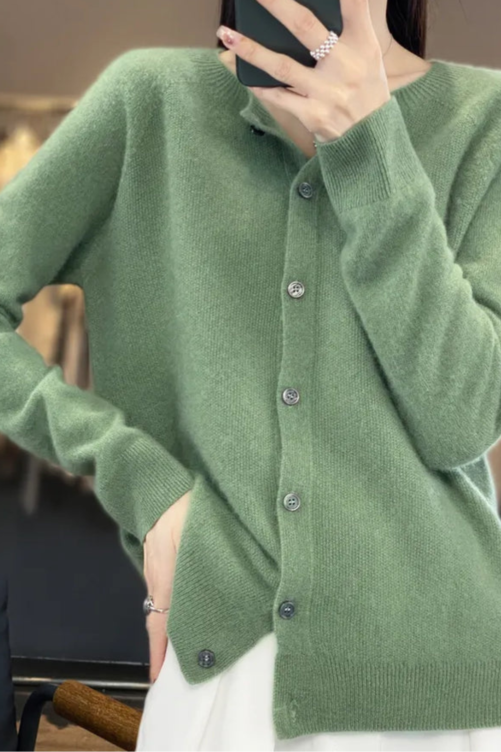 Women’s Cardigan | V Neck with Buttons - 14