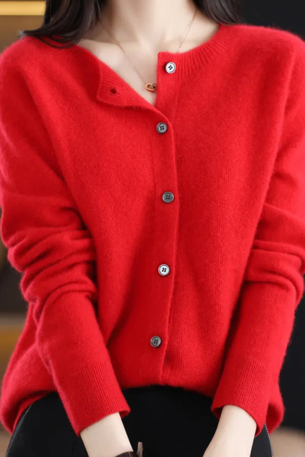 Women’s Cardigan | V Neck with Buttons - 15