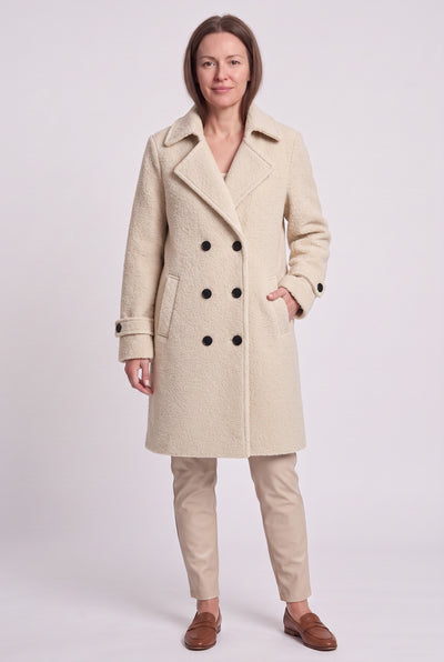 Women's Coat | Double-Breasted Bouclé - Beige