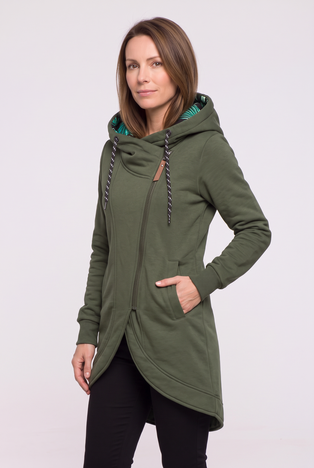 Women's Coat | Hooded Asymmetric Zip - 12