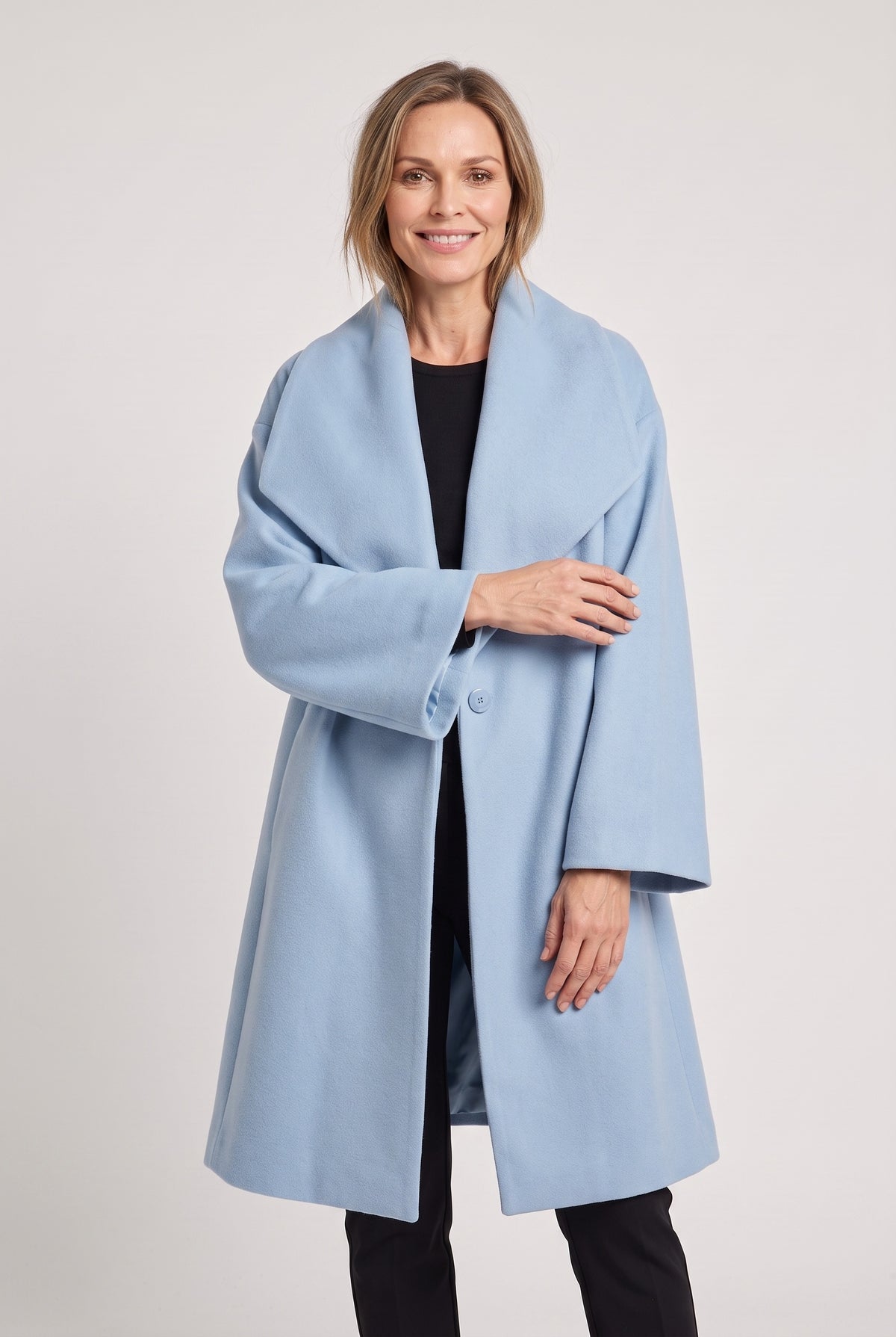 Women's Coat | Oversized Shawl Collar - Blue