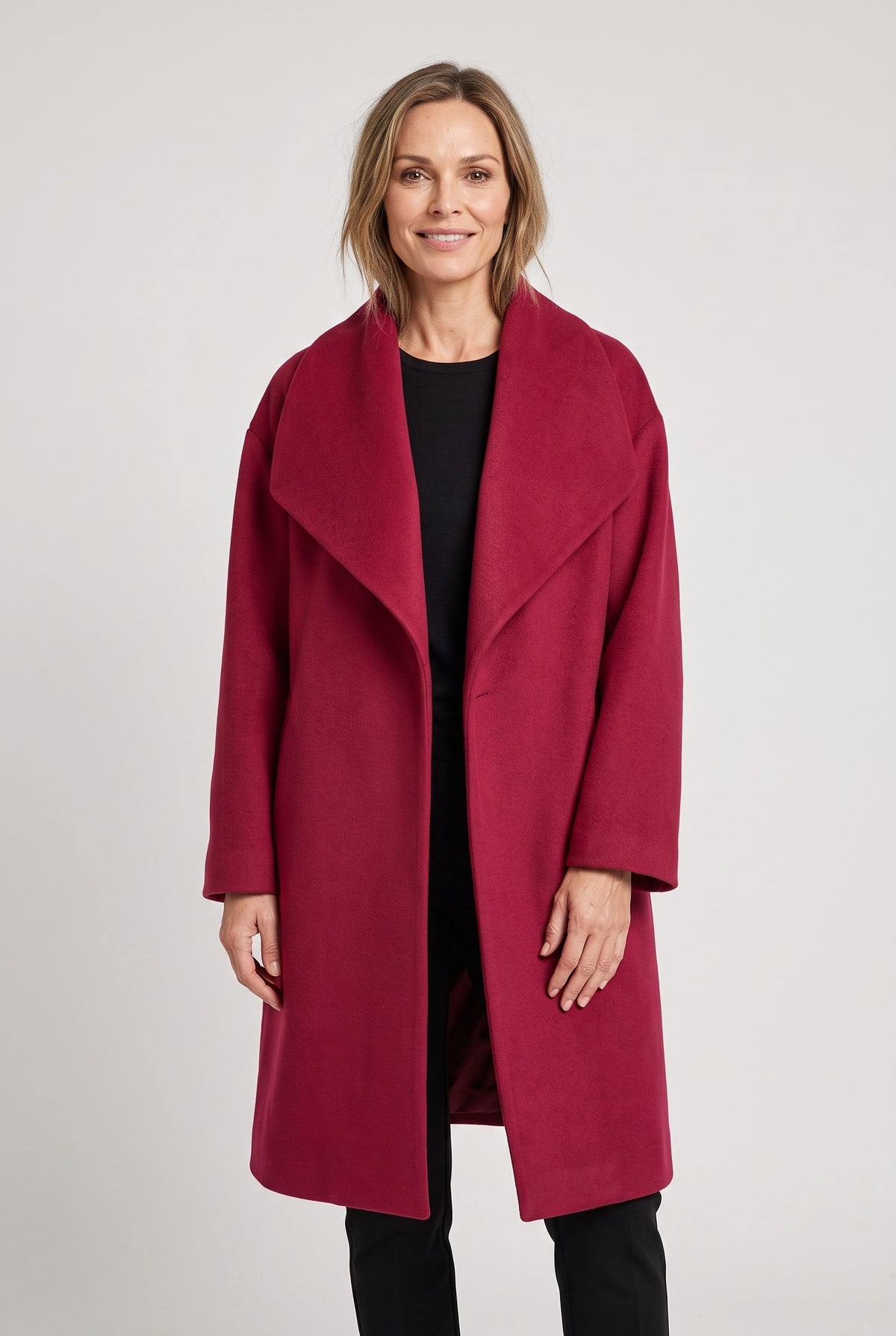 Women's Coat | Oversized Shawl Collar - Red