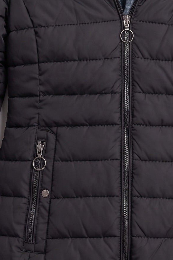 Women's Coat | Padded Faux-Fur Hood - Detail
