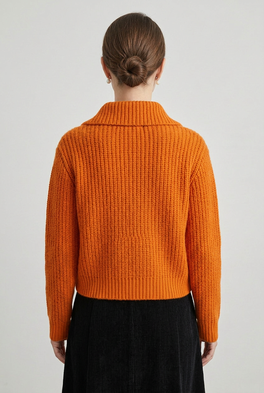 Women's Collared Knit Long Sleeve Cardigan | Ribbed-2