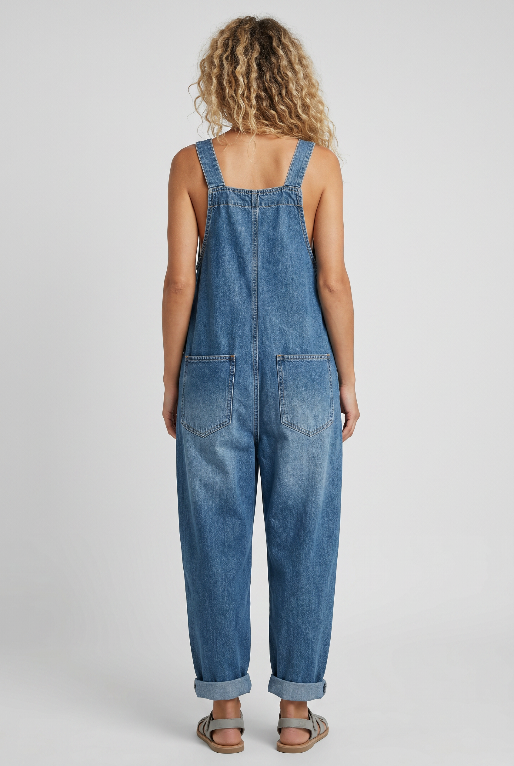 Women’s Denim Look Jumpsuit | Adjustable Buckle Straps - 2