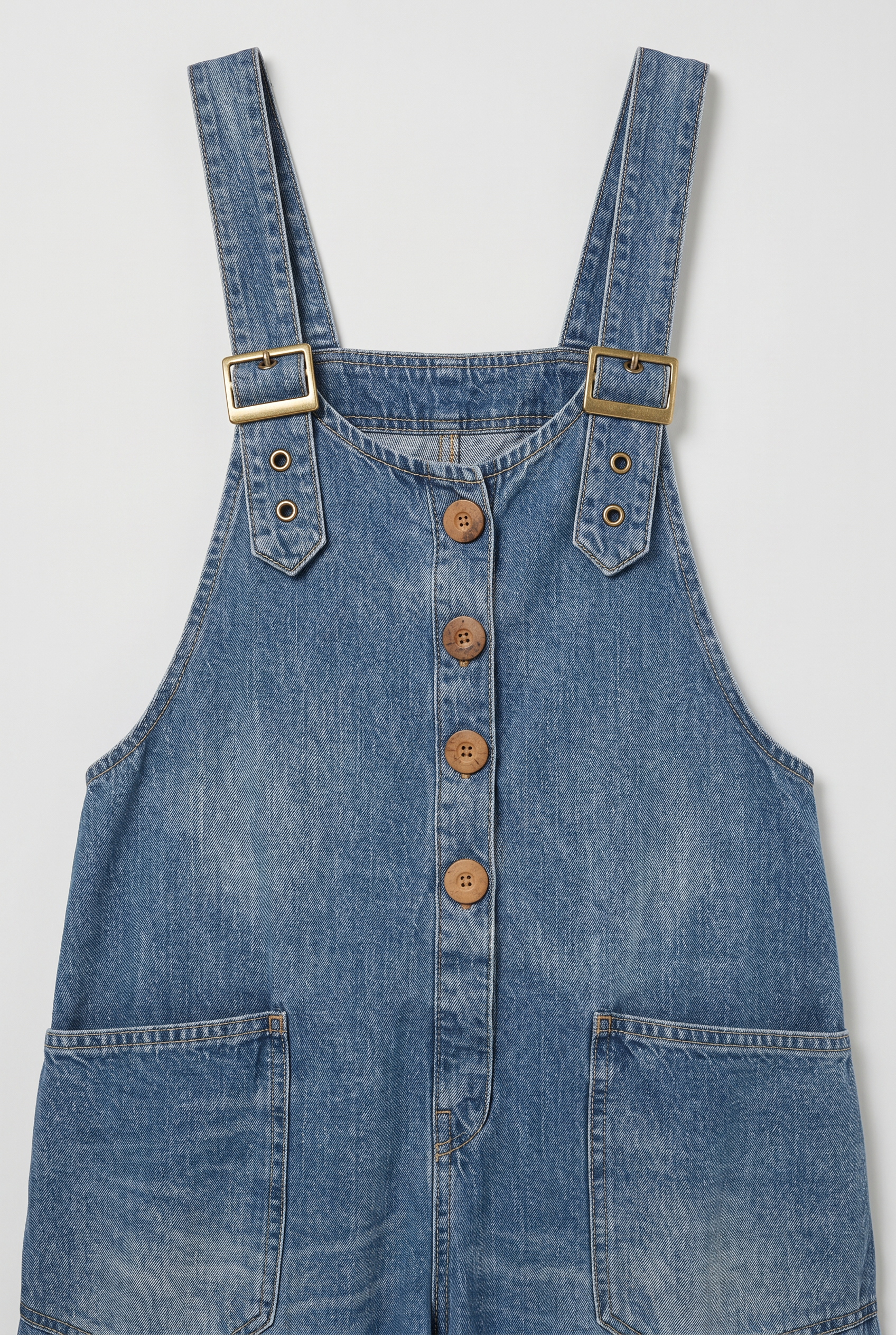 Women’s Denim Look Jumpsuit | Adjustable Buckle Straps - 3