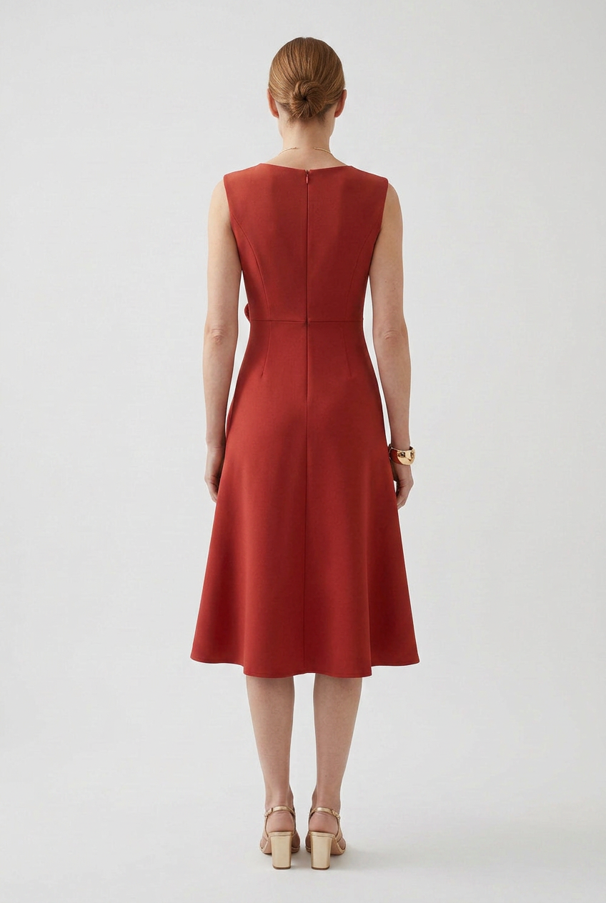 Women's Draped Asymmetric Prom Dress | Midi - 2