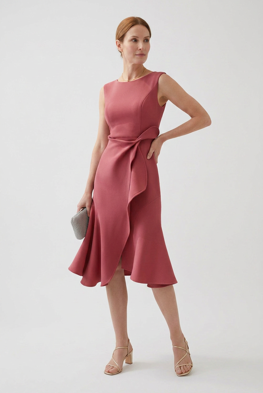 Women's Draped Asymmetric Prom Dress | Midi - 6