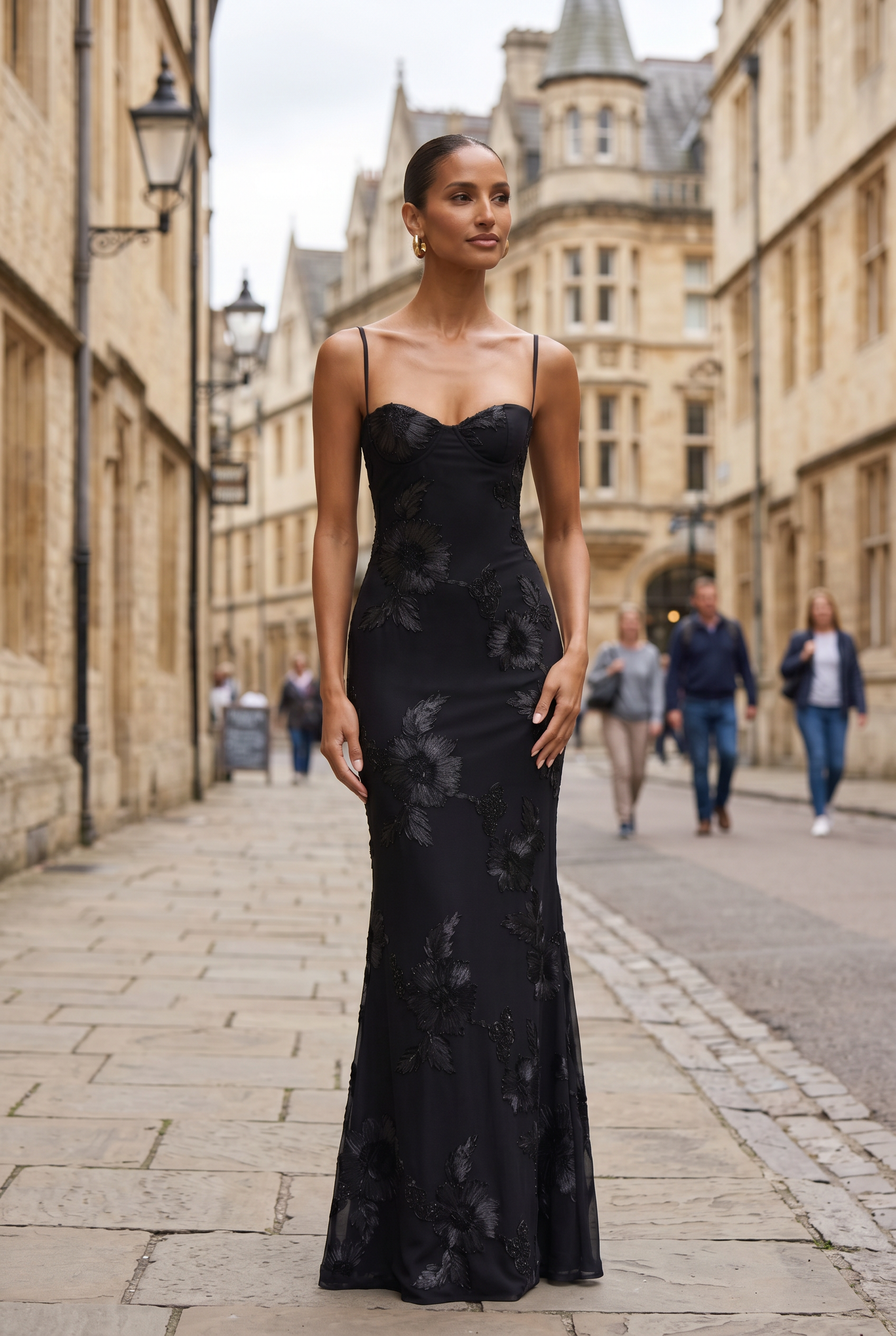 Women's Dress | Wedding Guest Fitted Embroidered Maxi-4