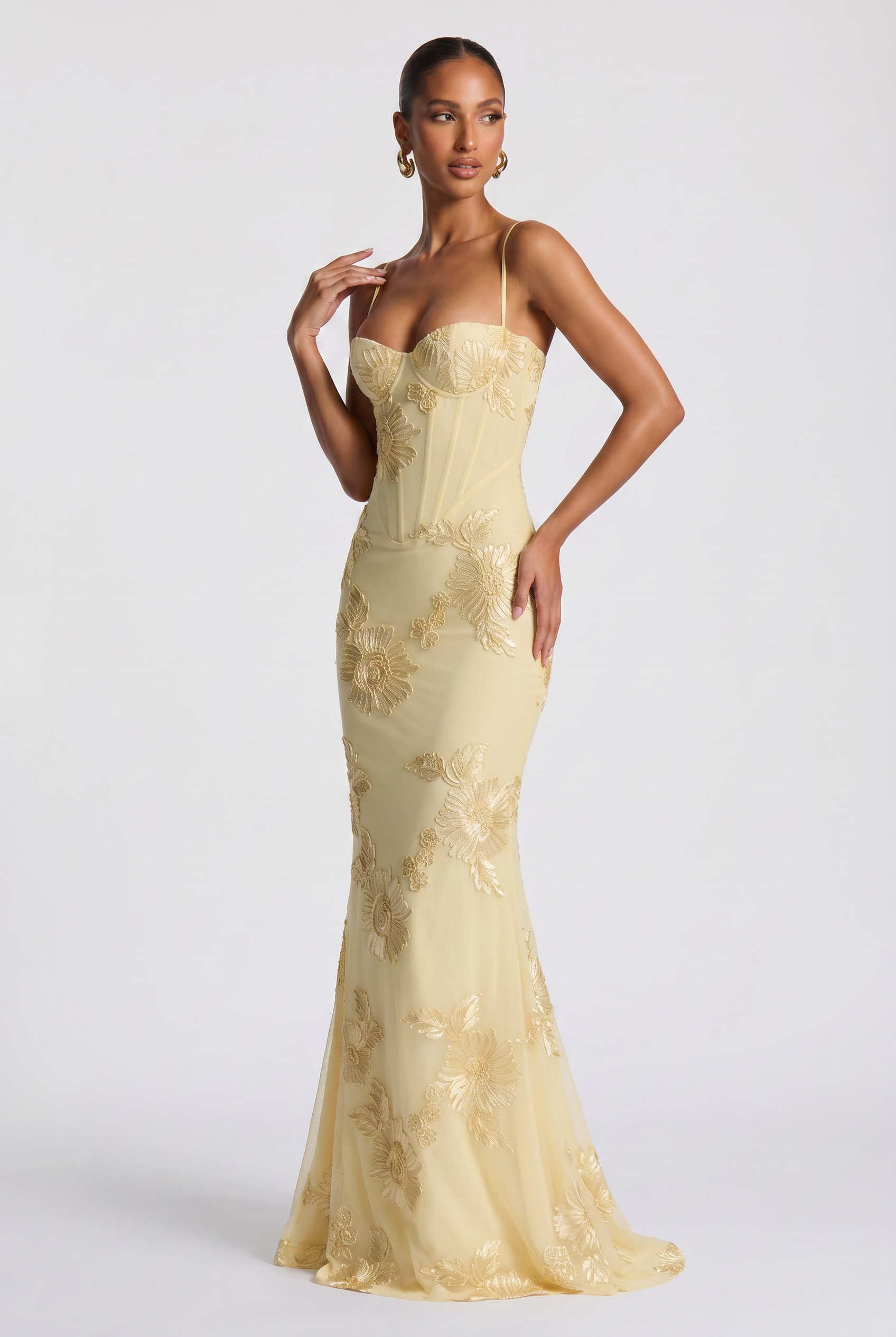 Women's Dress | Wedding Guest Fitted Embroidered Maxi-7