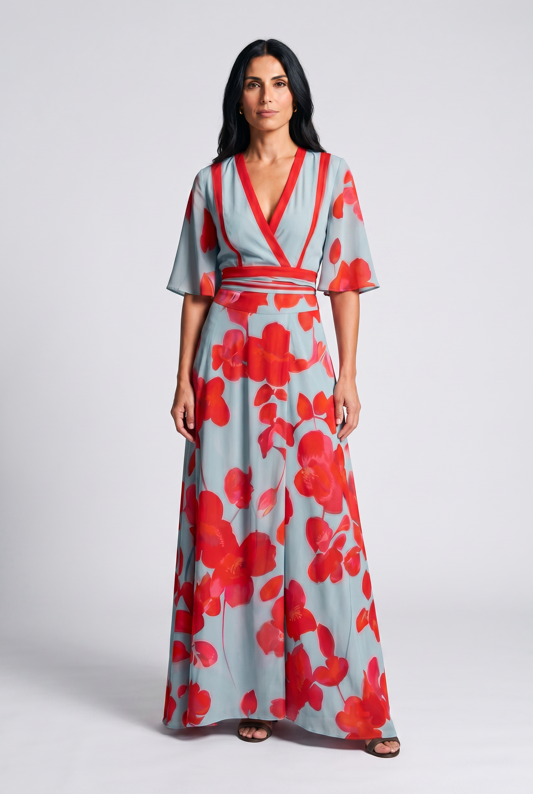 Women's Dress | Wedding Guest Floral Print Wrap Maxi-1