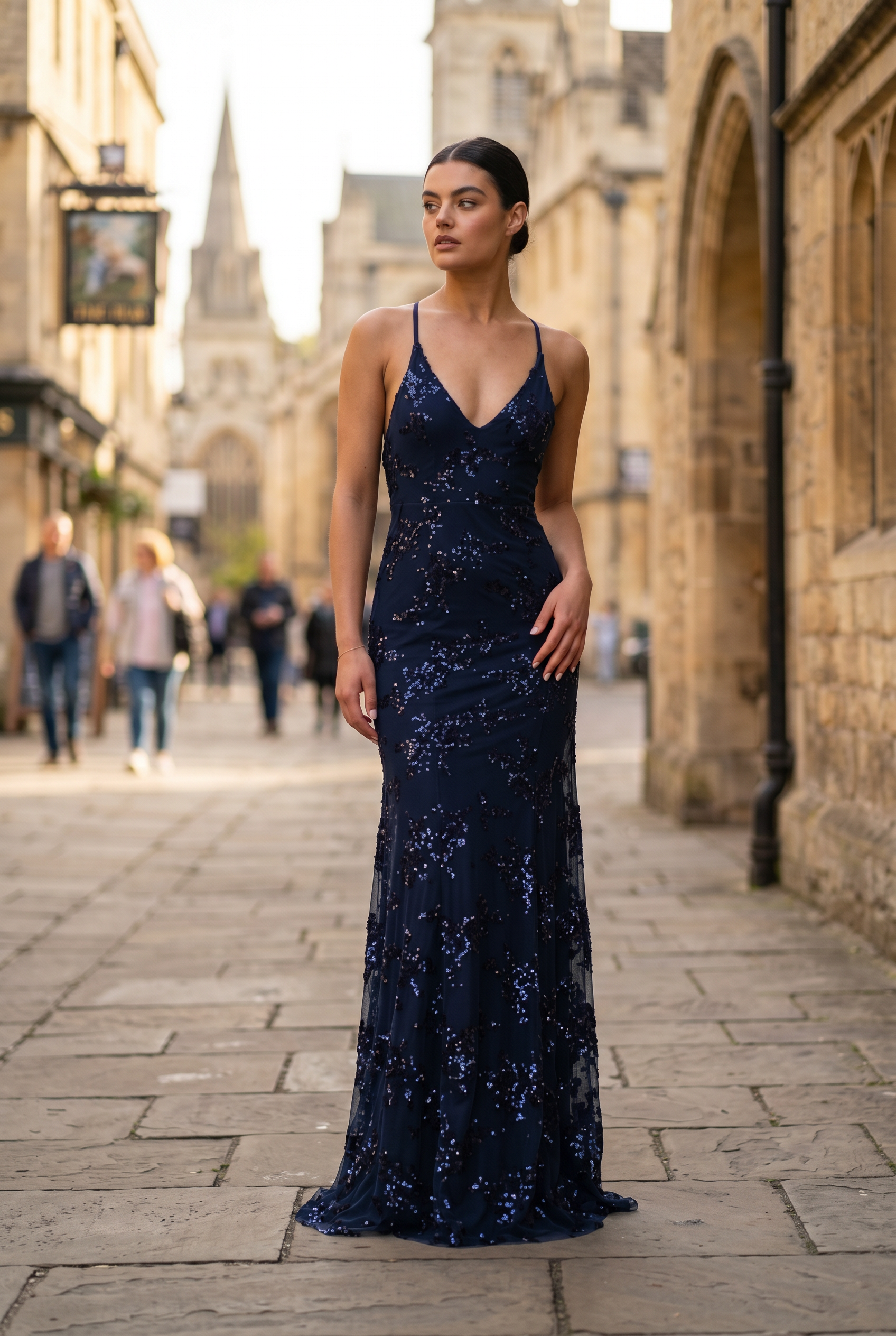 Women's Dress | Wedding Guest Sequin Spaghetti Straps-4
