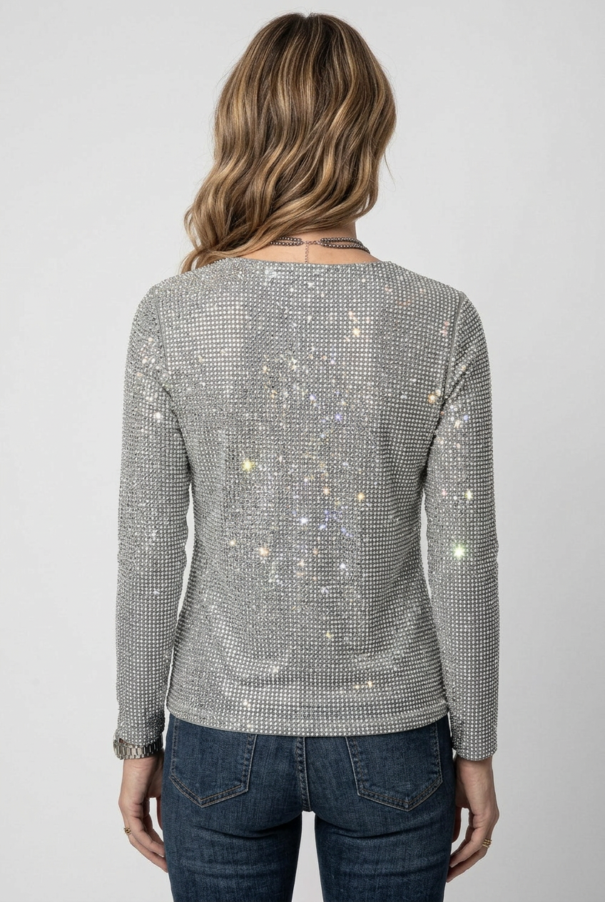 Women’s Going Out Top | Sparkly Sequin with V Neck - 2