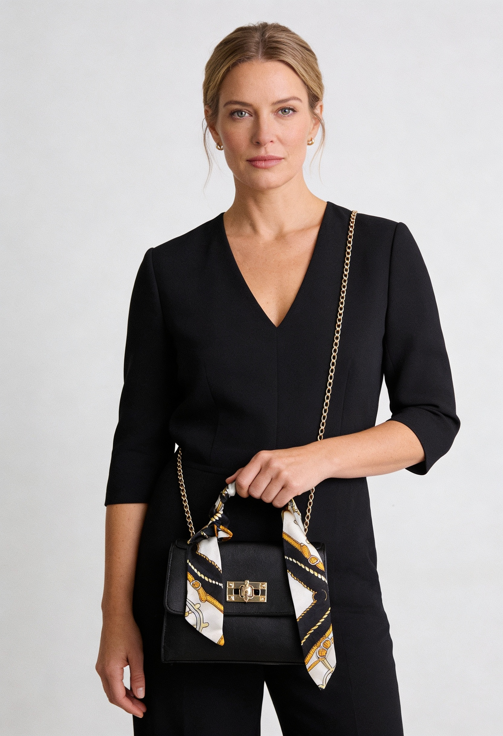 Women’s Handbag | Leather-Look with Scarf-Wrapped Handle - 2