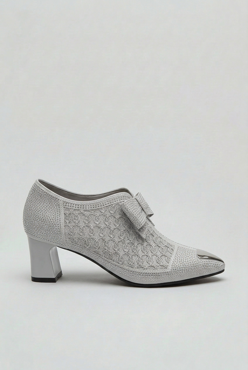 Women’s Heels | Rhinestone Bow with Block Heel - 1