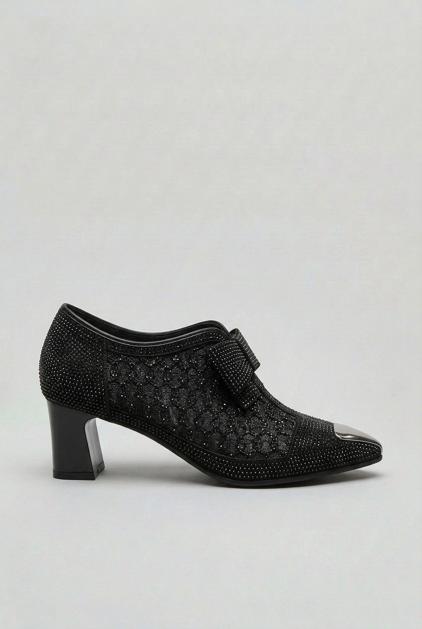 Women’s Heels | Rhinestone Bow with Block Heel - 4