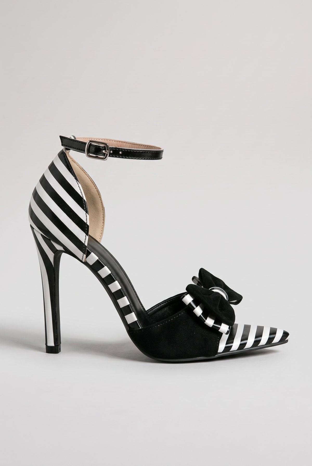 Women's Heels | Striped Bow Stiletto - Black