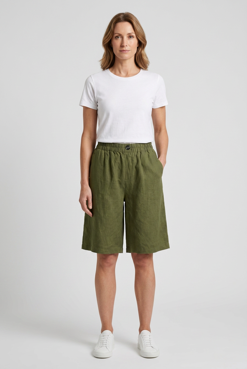 Women’s High Waist Knee Length Shorts | Loose Fit - 2
