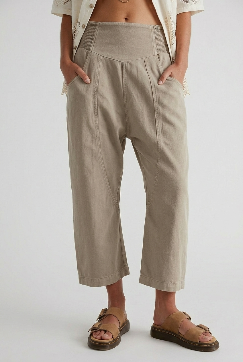 Women's High Waist Wide Leg Pants | Cropped - 1