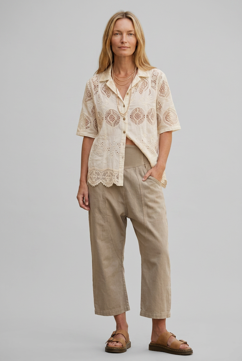 Women's High Waist Wide Leg Pants | Cropped - 2