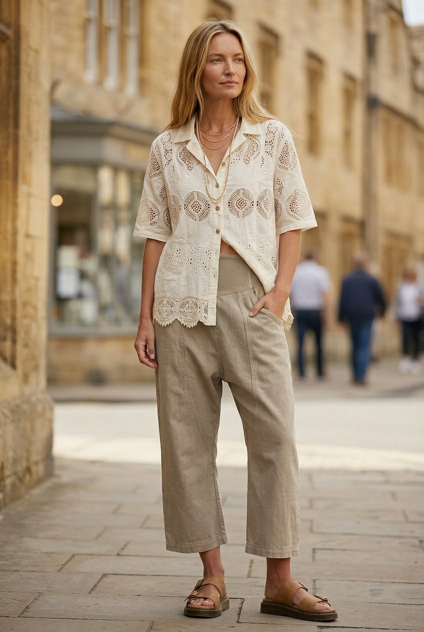 Women's High Waist Wide Leg Pants | Cropped - 4