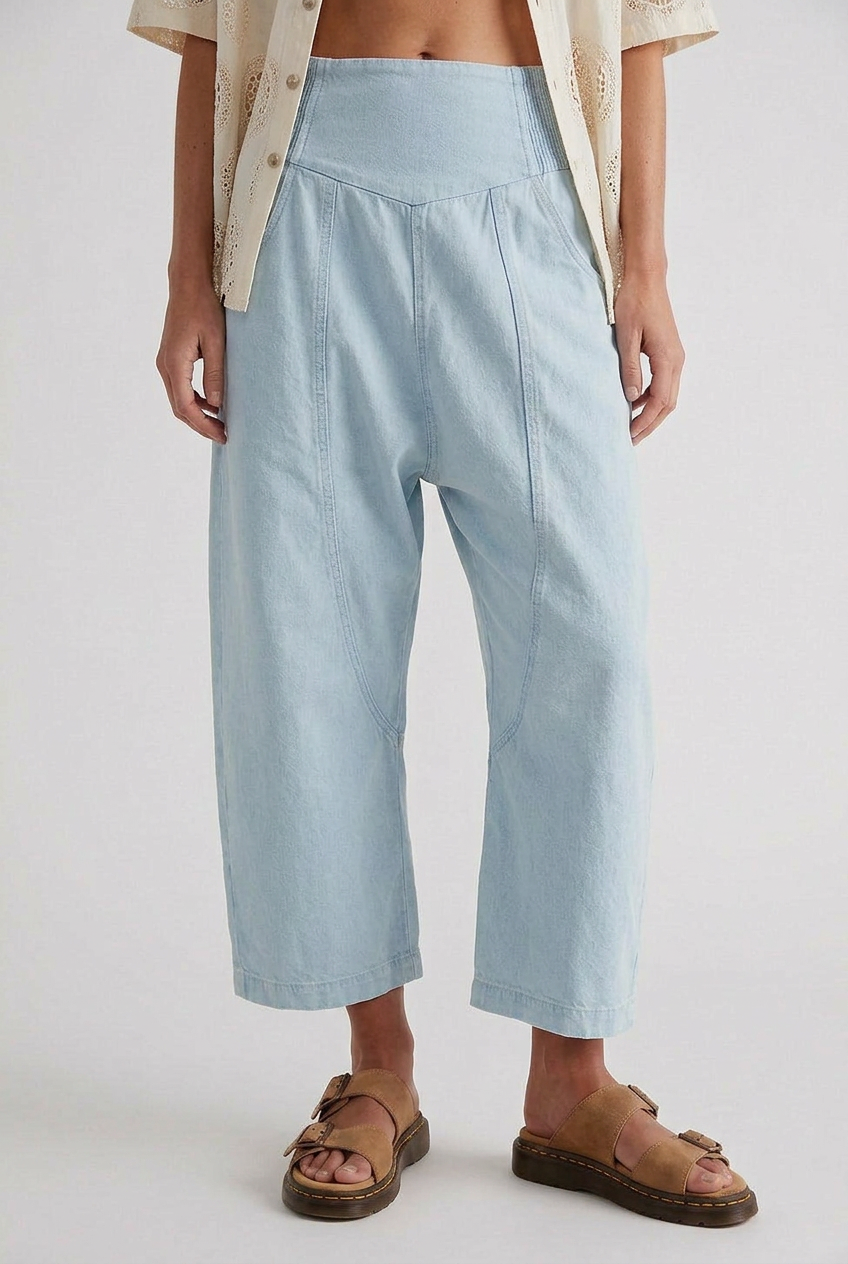 Women's High Waist Wide Leg Pants | Cropped - 5