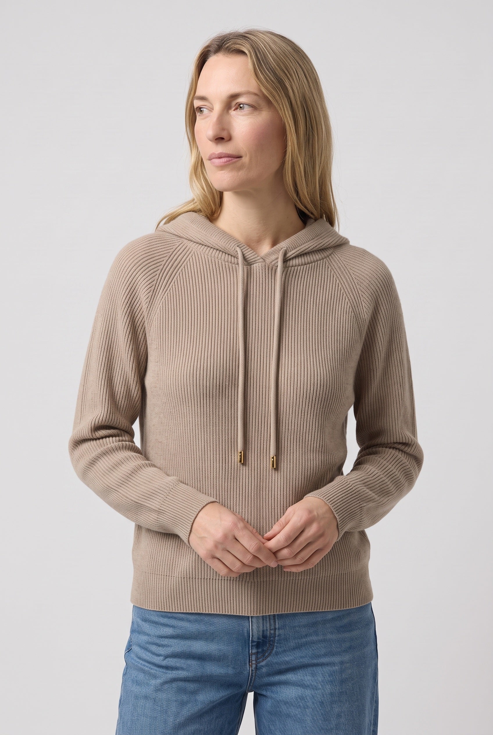 Women's Hoodie | Relaxed Ribbed Pullover - Vintage