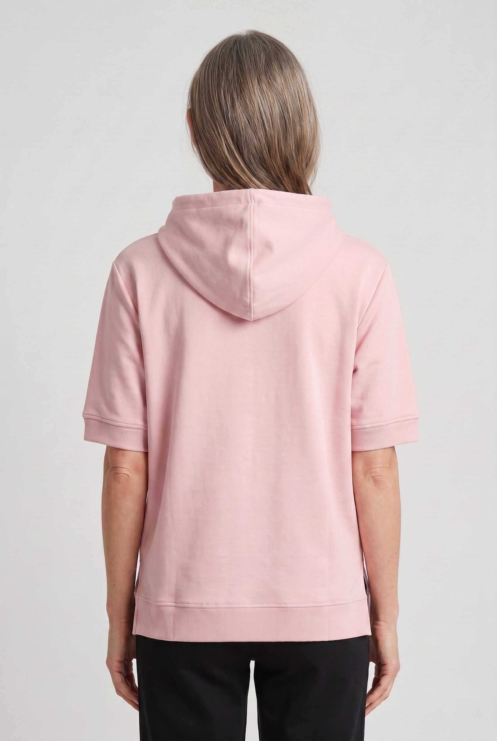 Women's Hoodie | Short Sleeve Boxy Fit - Pink back