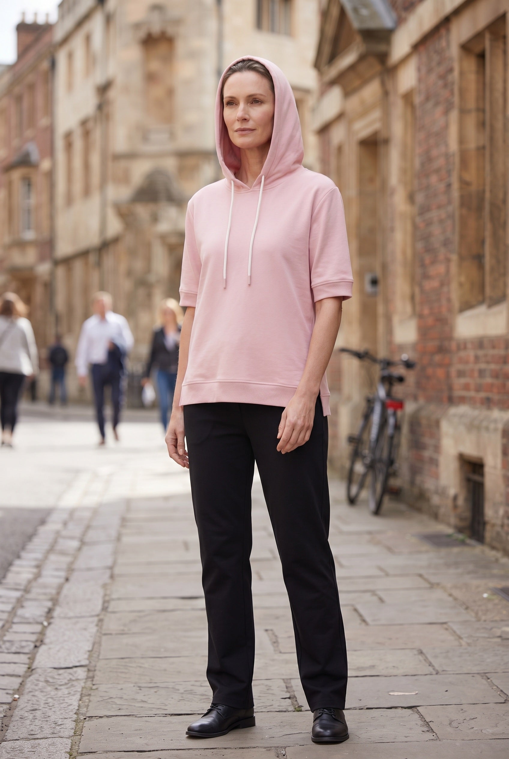 Women's Hoodie | Short Sleeve Boxy Fit - Pink lifestyle