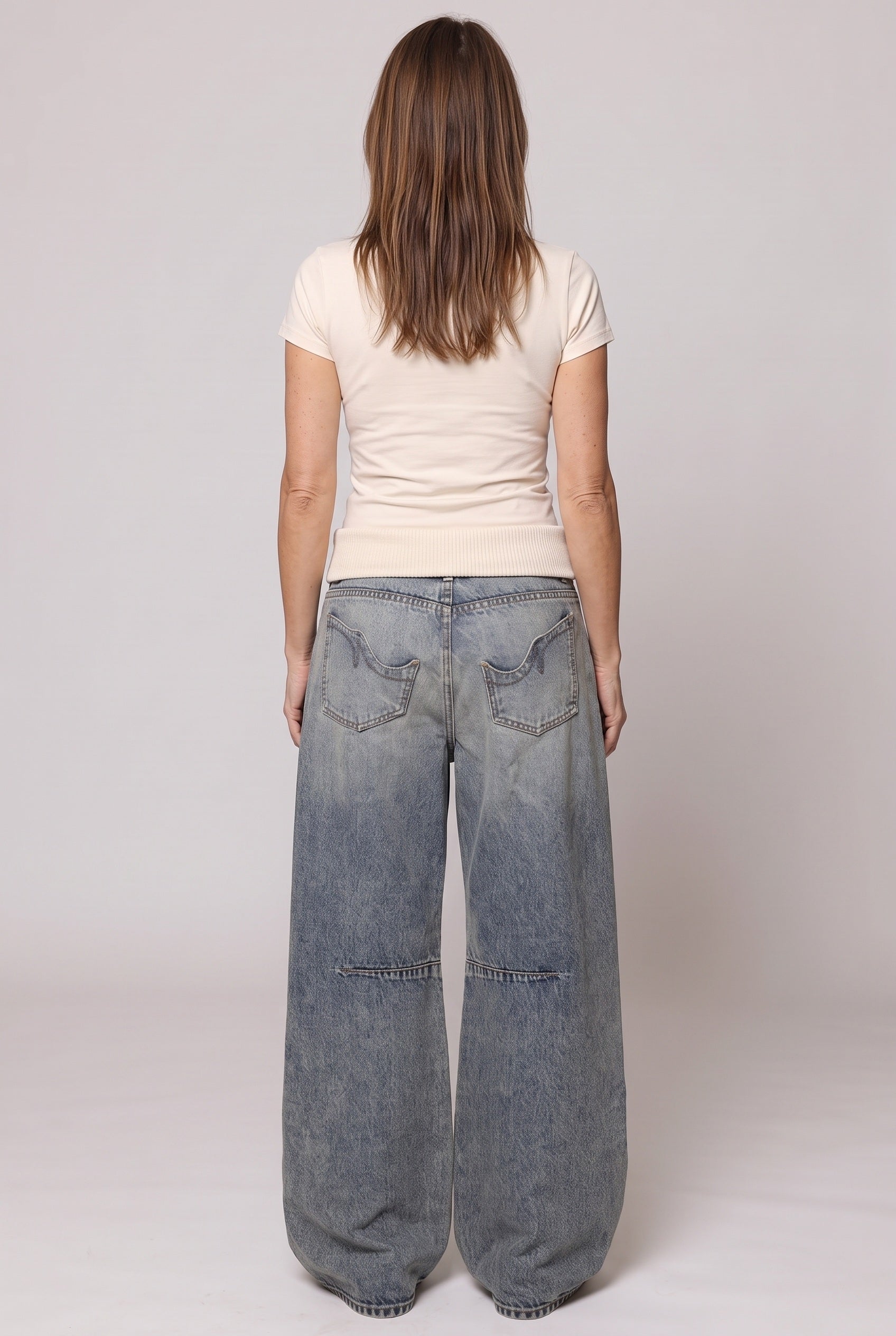 Women's Jeans | Baggy Wide Leg Washed - Blue back